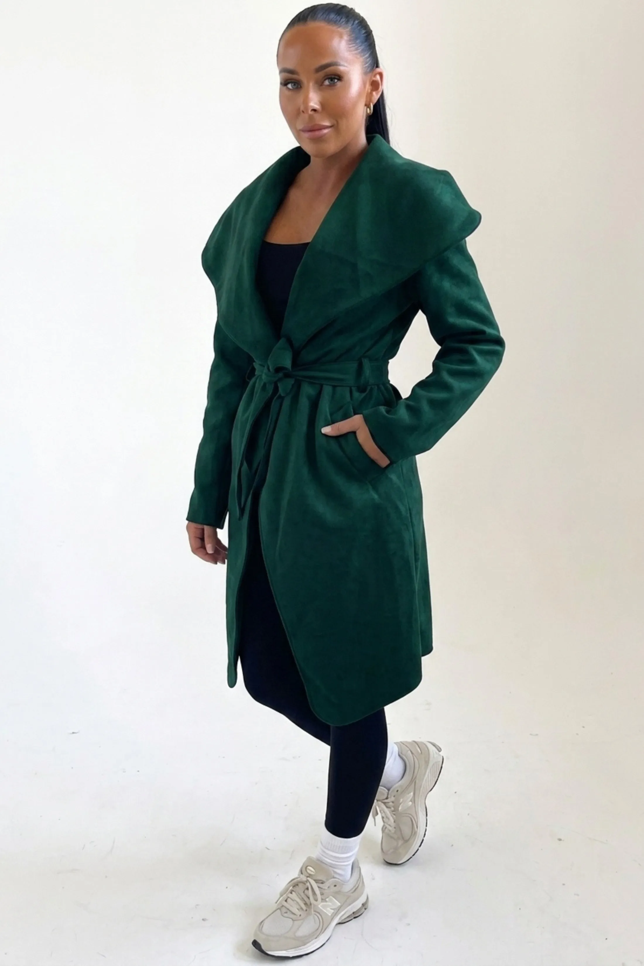 Emerald Waterfall Duster Belted Long Coat- Pola sold by Femme Luxe product image thumbnail 3