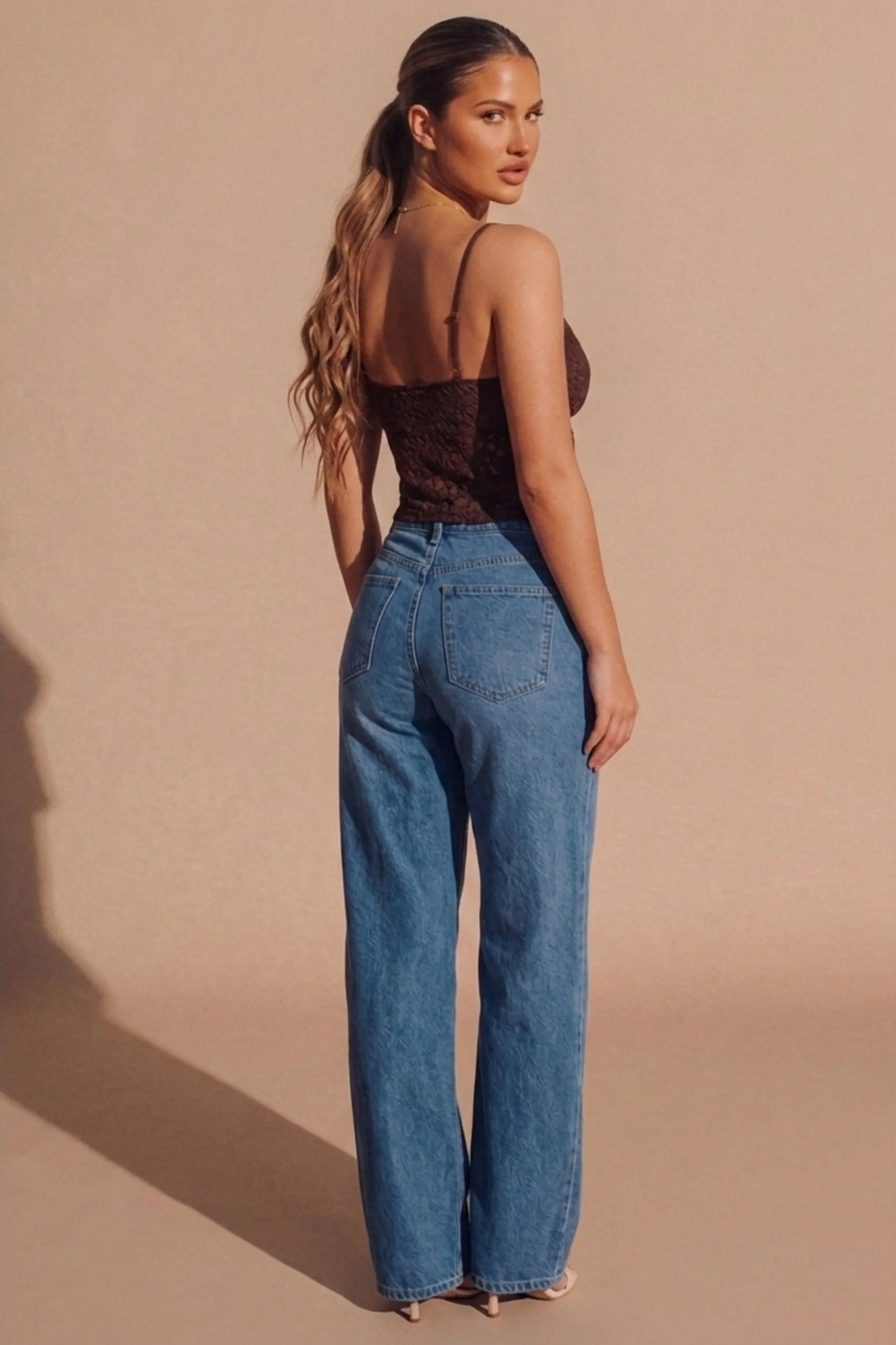 Brown Lace Handkerchief Hem Cami Top - Fynao sold by Femme Luxe product image thumbnail 4