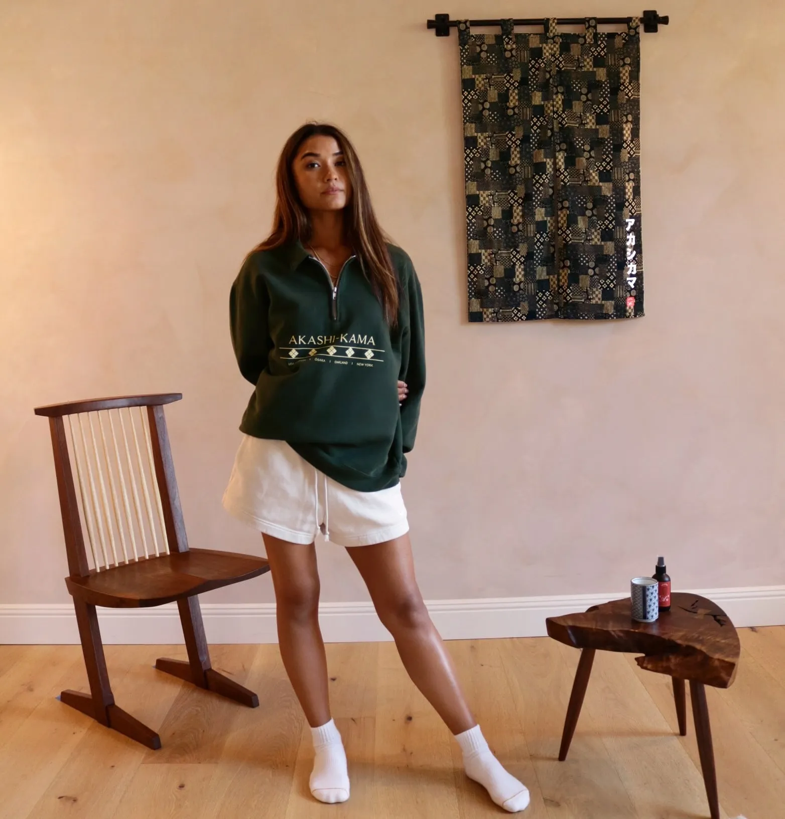 Cropped Quarter Zip - Nori Green sold by AKASHI-KAMA product image thumbnail 4