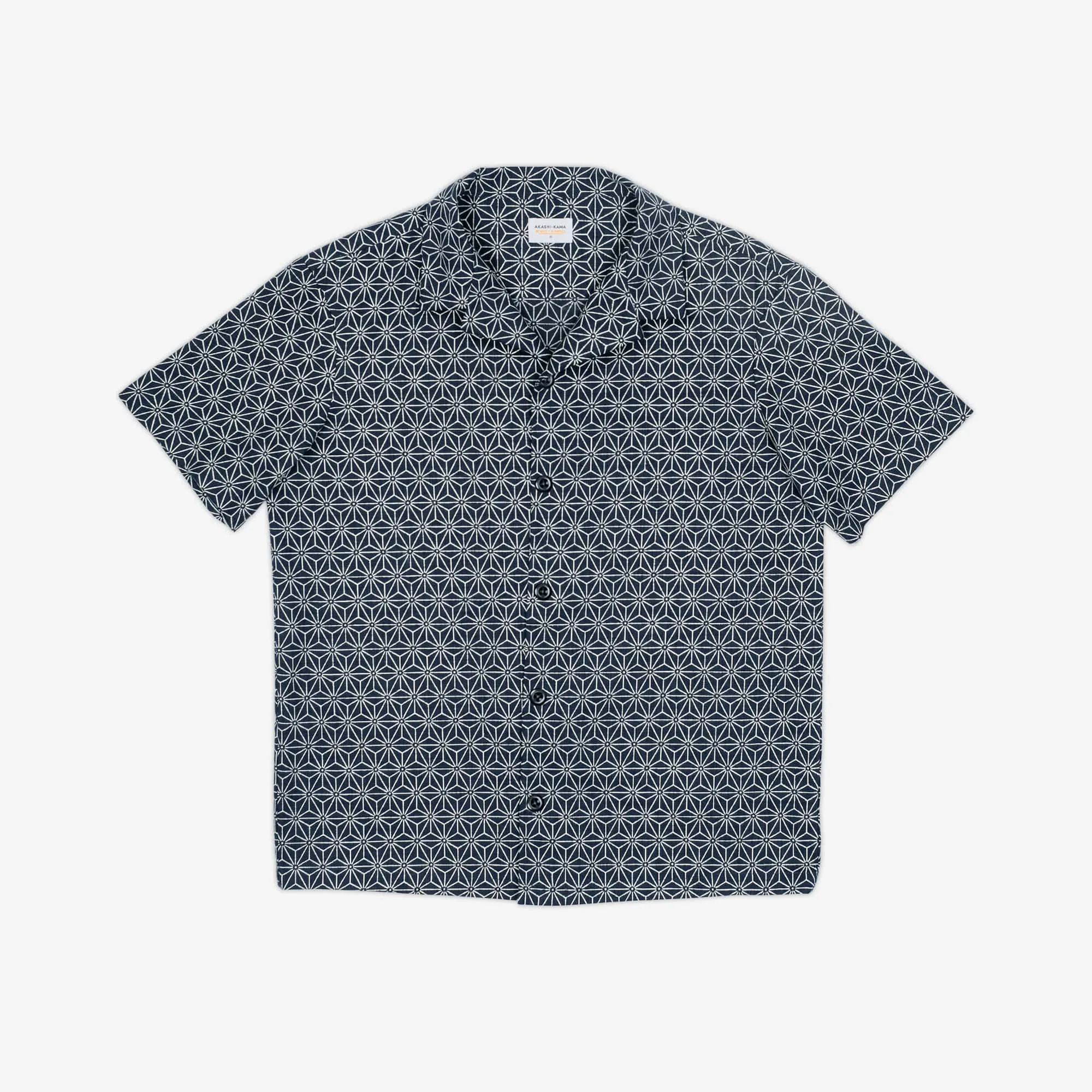 Camp Collar Shirt - Asanoha Indigo sold by AKASHI-KAMA