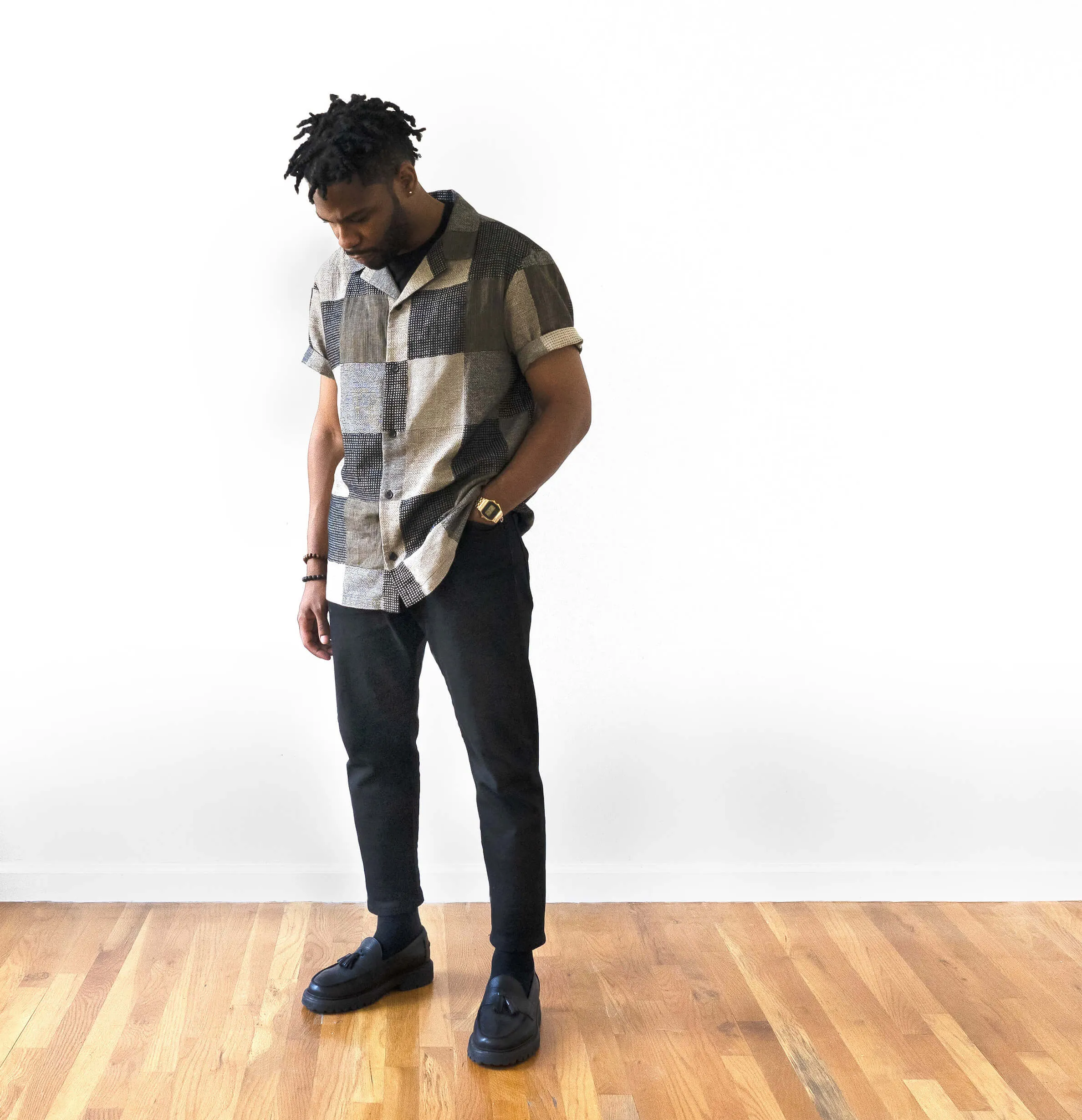 Camp Collar Shirt - Earth Patchwork sold by AKASHI-KAMA product image thumbnail 2