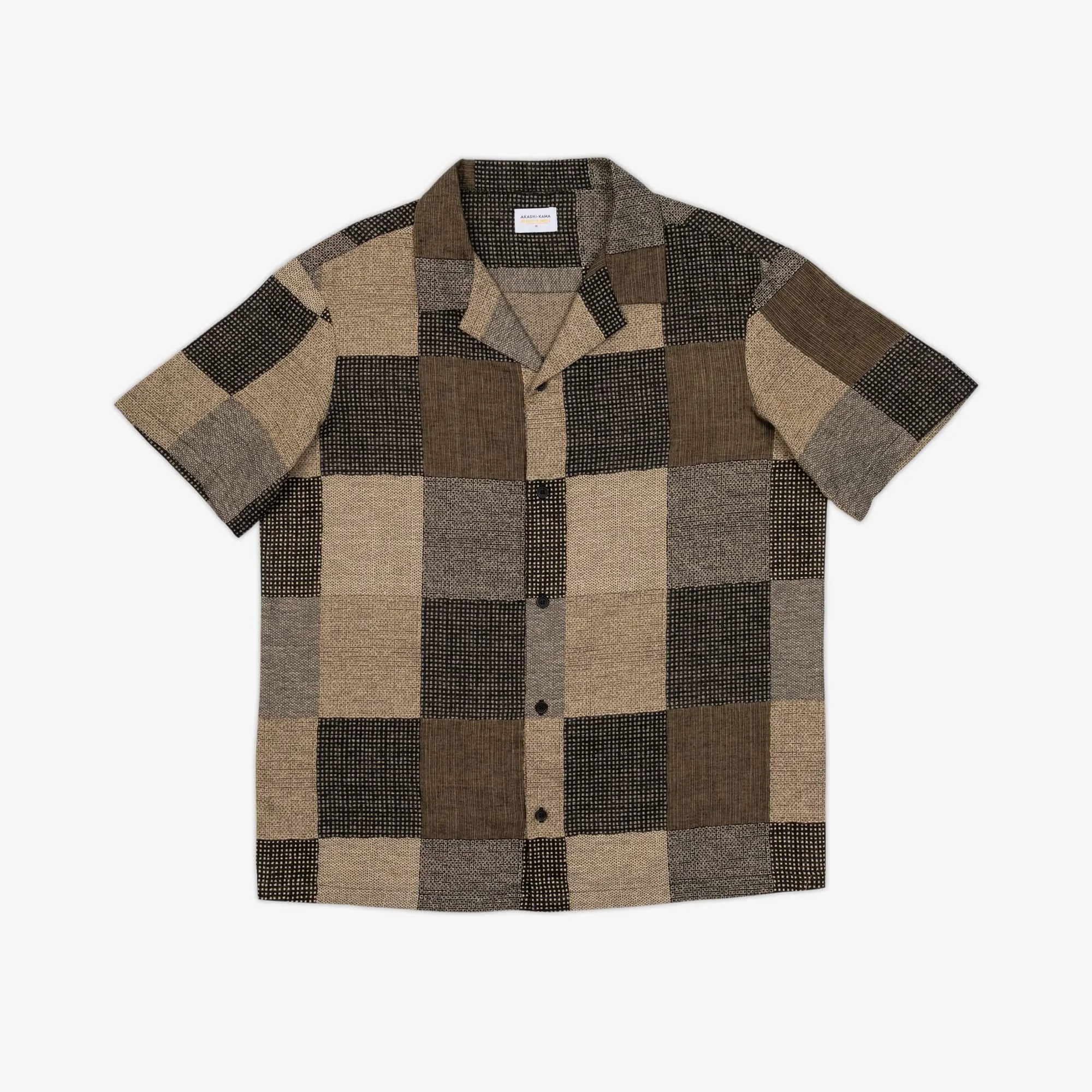 Camp Collar Shirt - Earth Patchwork sold by AKASHI-KAMA