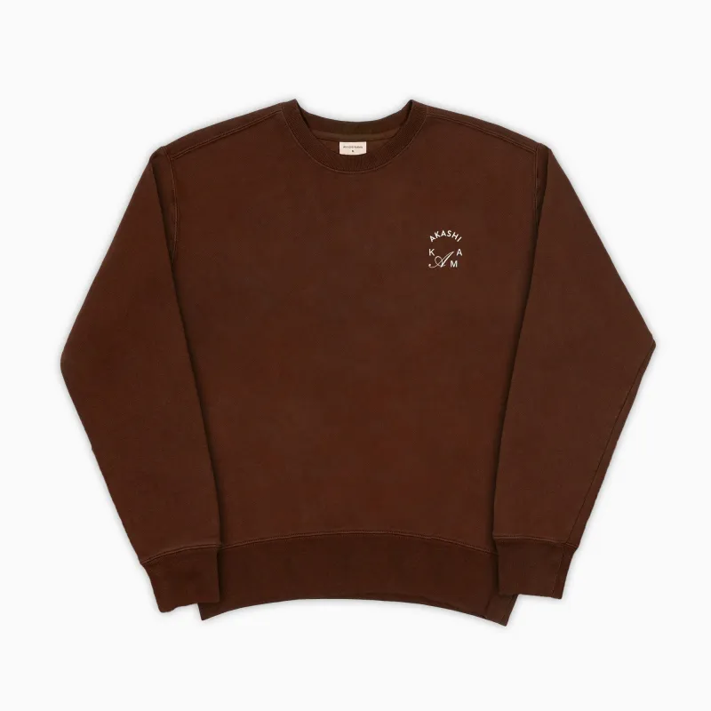 Crest Crewneck - Chocolate made by AKASHI-KAMA