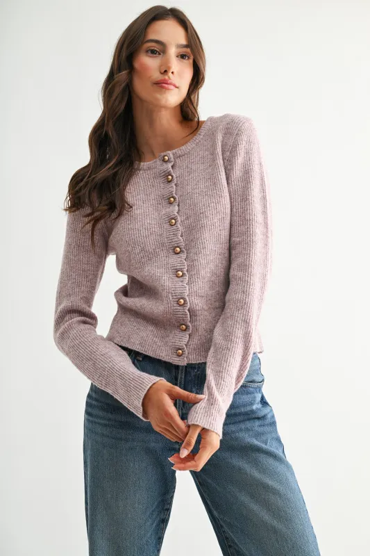 Sonoma Scalloped Trim Cardigan sold by Madison Boutique