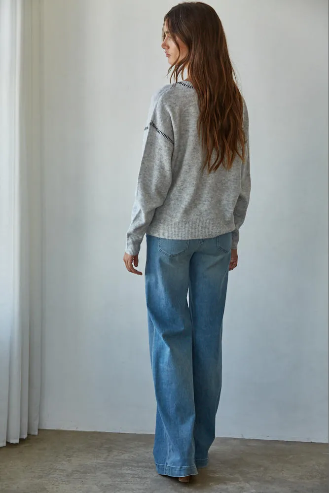Nolita Stitched Seam Sweater, Grey sold by Madison Boutique product image thumbnail 3