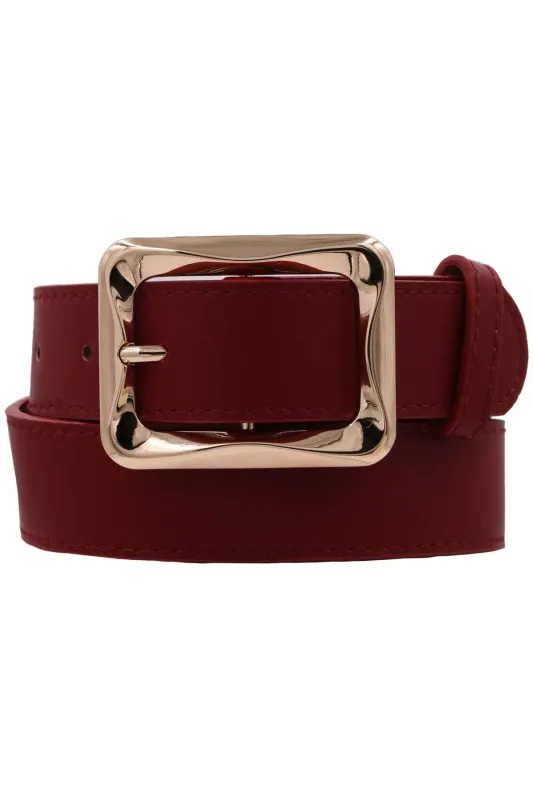 Angled Rectangle Belt, Wine sold by Madison Boutique