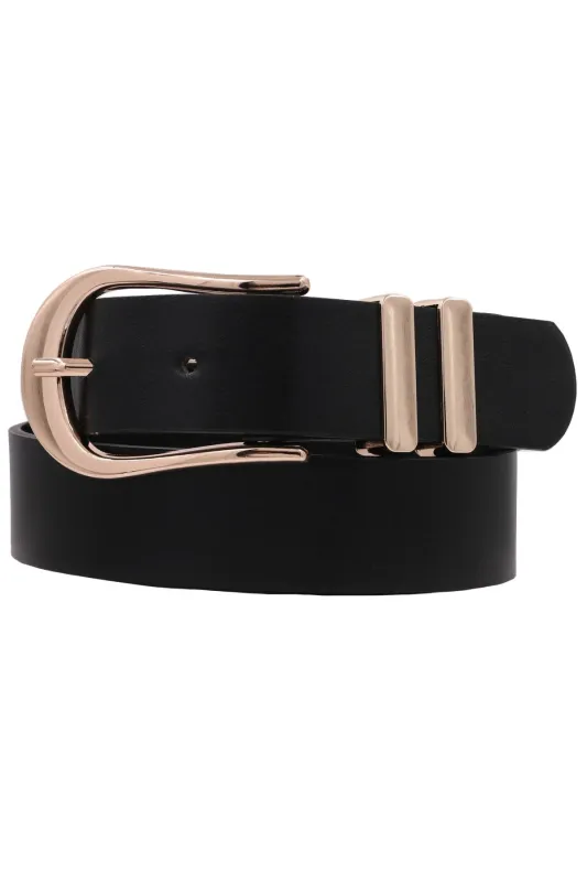 Elongated U Buckle Belt, Black sold by Madison Boutique