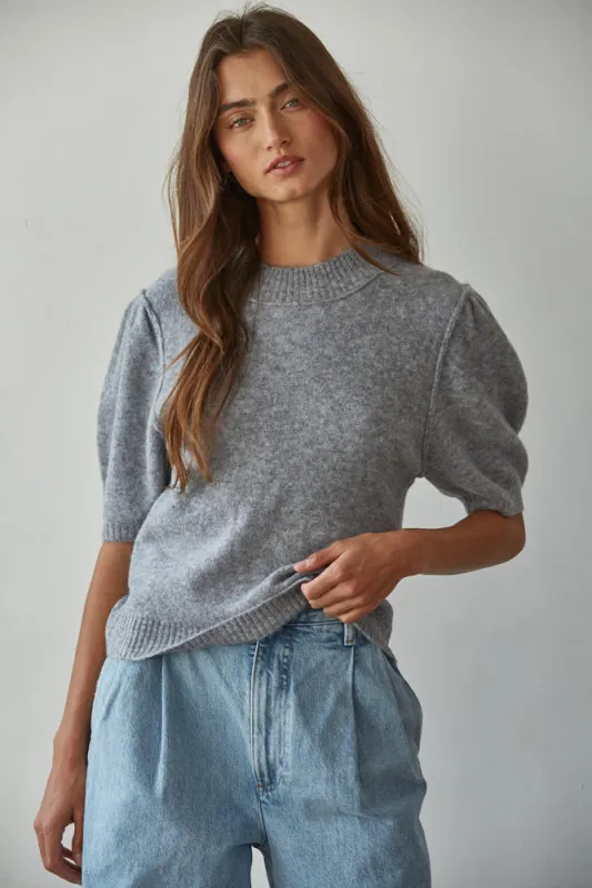 Felicia Short Sleeve Sweater, Grey sold by Madison Boutique