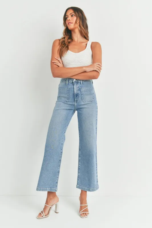Patch Pocket Ankle Jean, Light Denim sold by Madison Boutique