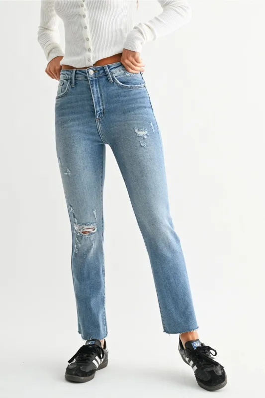 Lightly Distressed Straight, Medium Denim made by Just Black Denim
