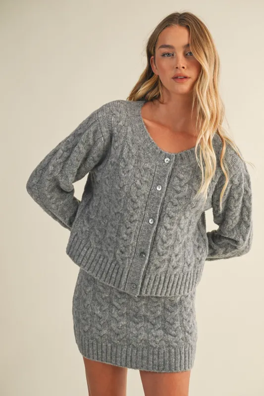 Heather Cable Knit Cardigan sold by Madison Boutique