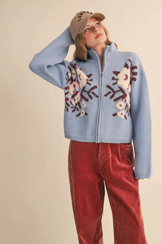 Pinot Floral Zip Up Cardigan sold by Madison Boutique