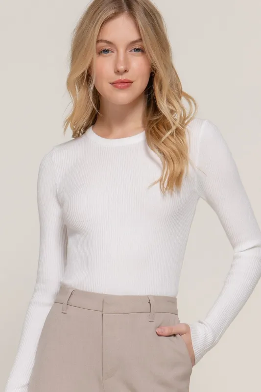 Sydney Ribbed Fitted Top, White sold by Madison Boutique