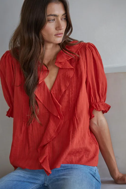 Adelaide Ruffled Cotton Top sold by Madison Boutique