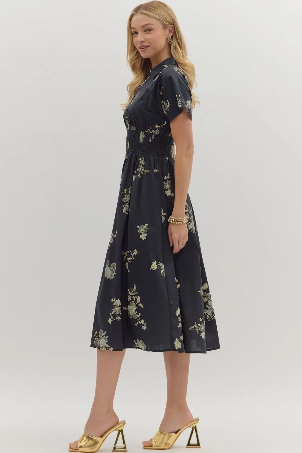 Collier Floral Zip Front Midi Dress sold by Madison Boutique product image thumbnail 4