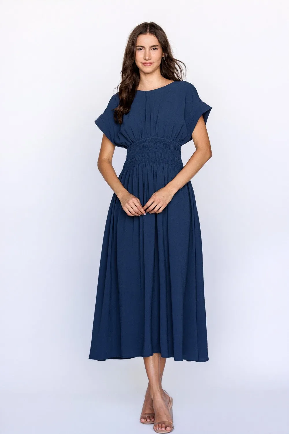 Demi Smocked Waist Midi Dress sold by Madison Boutique