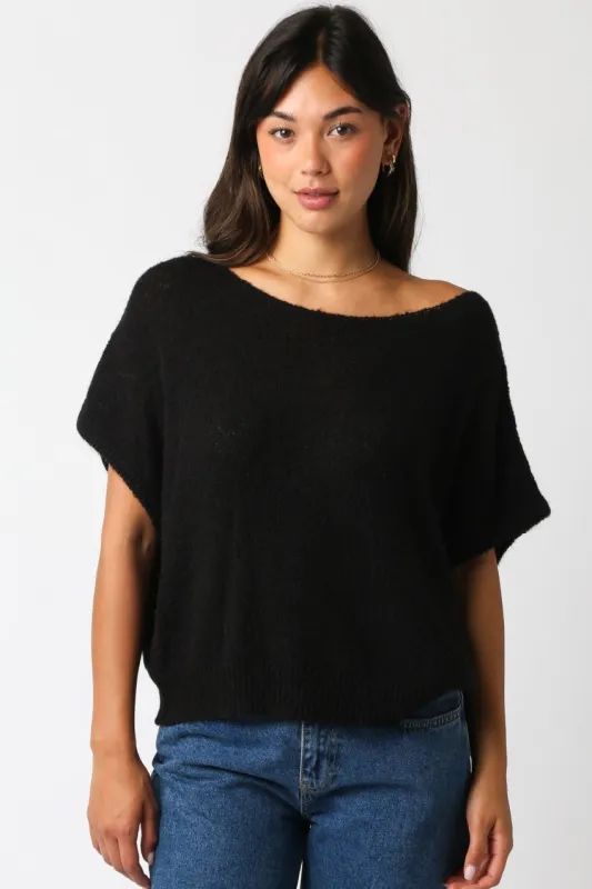 Kiki Knit Sweater Top, Black sold by Madison Boutique