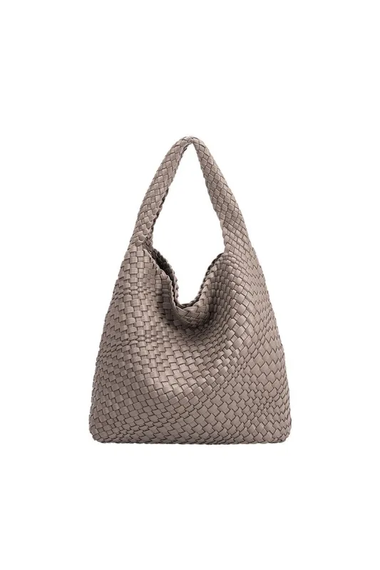 Johanna Woven Shoulder Bag, Gray sold by Madison Boutique