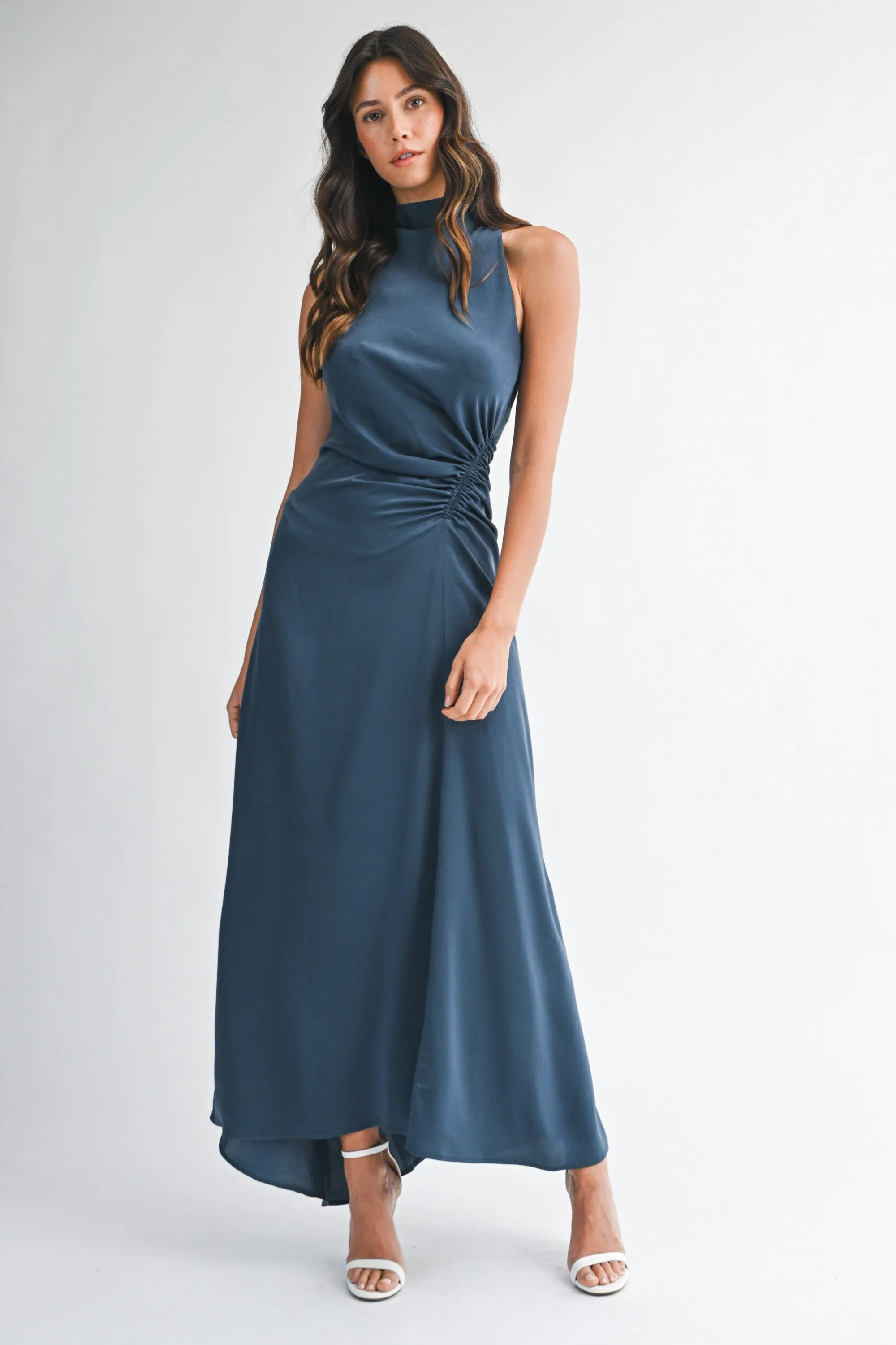 Maya Mock Neck Shirred Maxi sold by Madison Boutique
