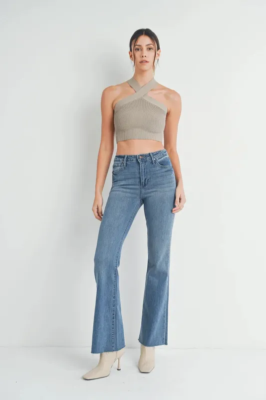 Scissor Cut Flare Jean, Medium Denim sold by Madison Boutique