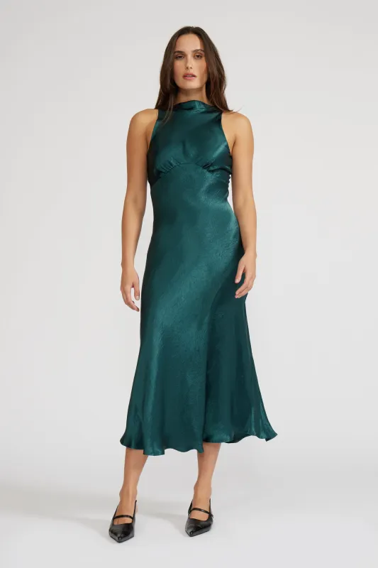 Gina Satin Midi Dress sold by Madison Boutique