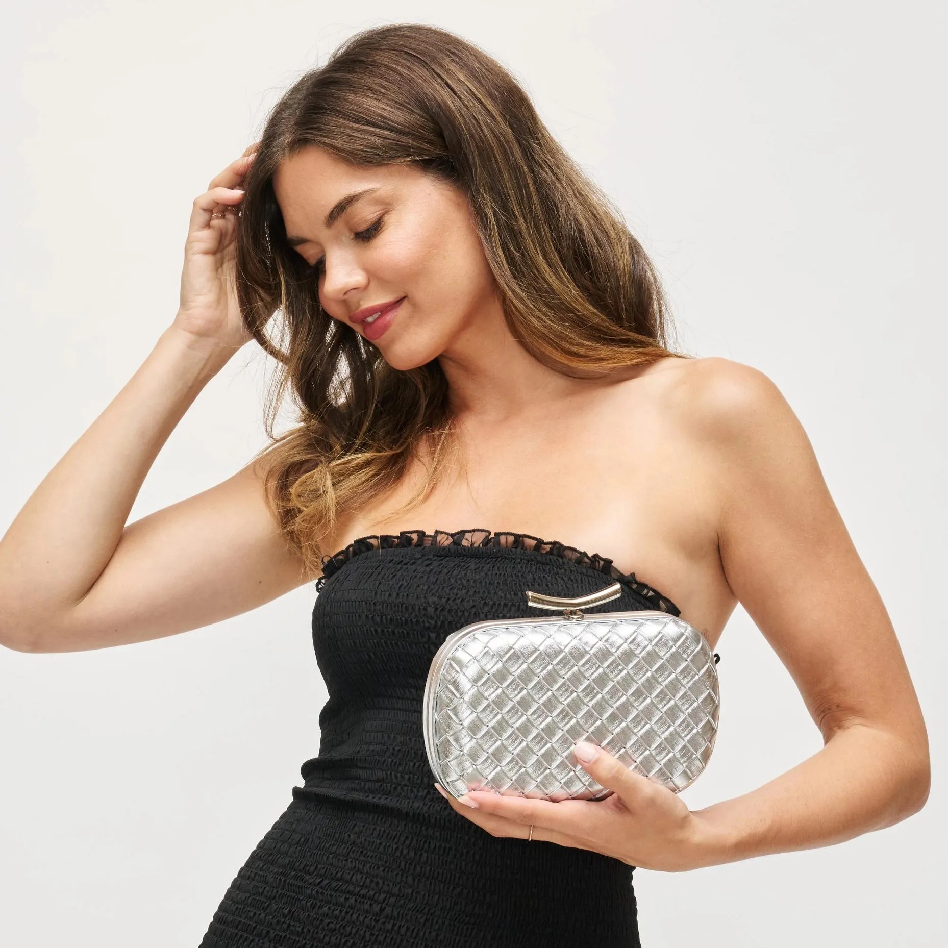Allison Woven Clutch, Silver sold by Madison Boutique product image thumbnail 3