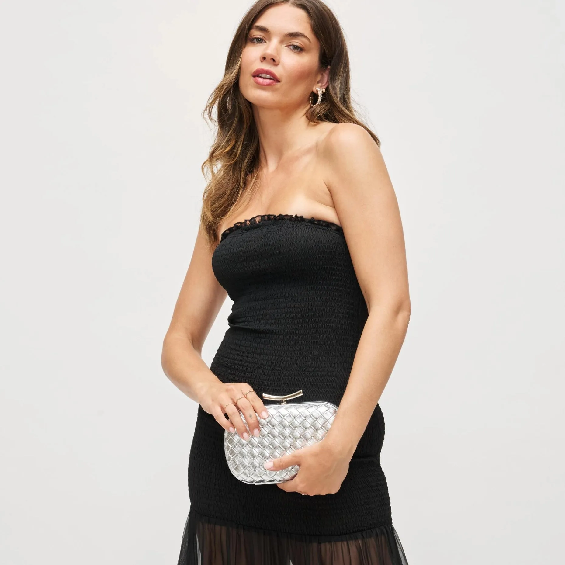 Allison Woven Clutch, Silver sold by Madison Boutique product image thumbnail 2