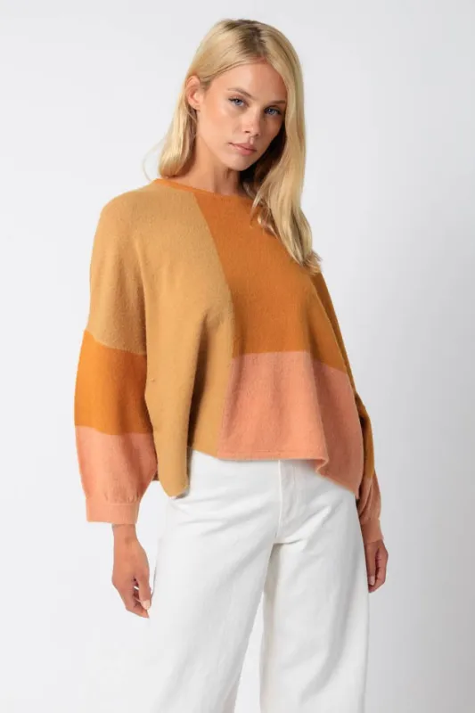 Ryta Colorblock Sweater, Camel/Taupe sold by Madison Boutique