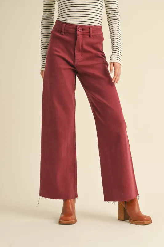 Wylie Wide Leg Jeans, Maroon sold by Madison Boutique
