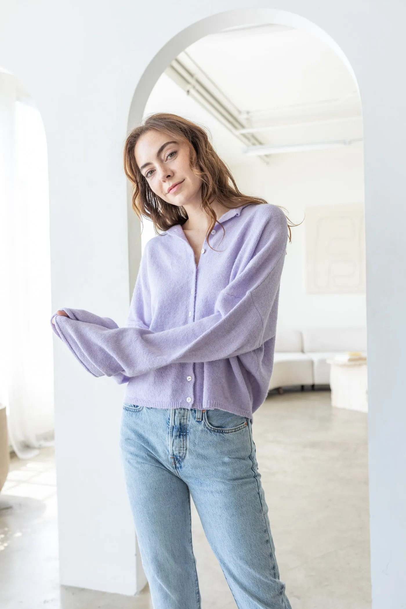 Central Park Cardigan, Lavender sold by Madison Boutique product image thumbnail 2