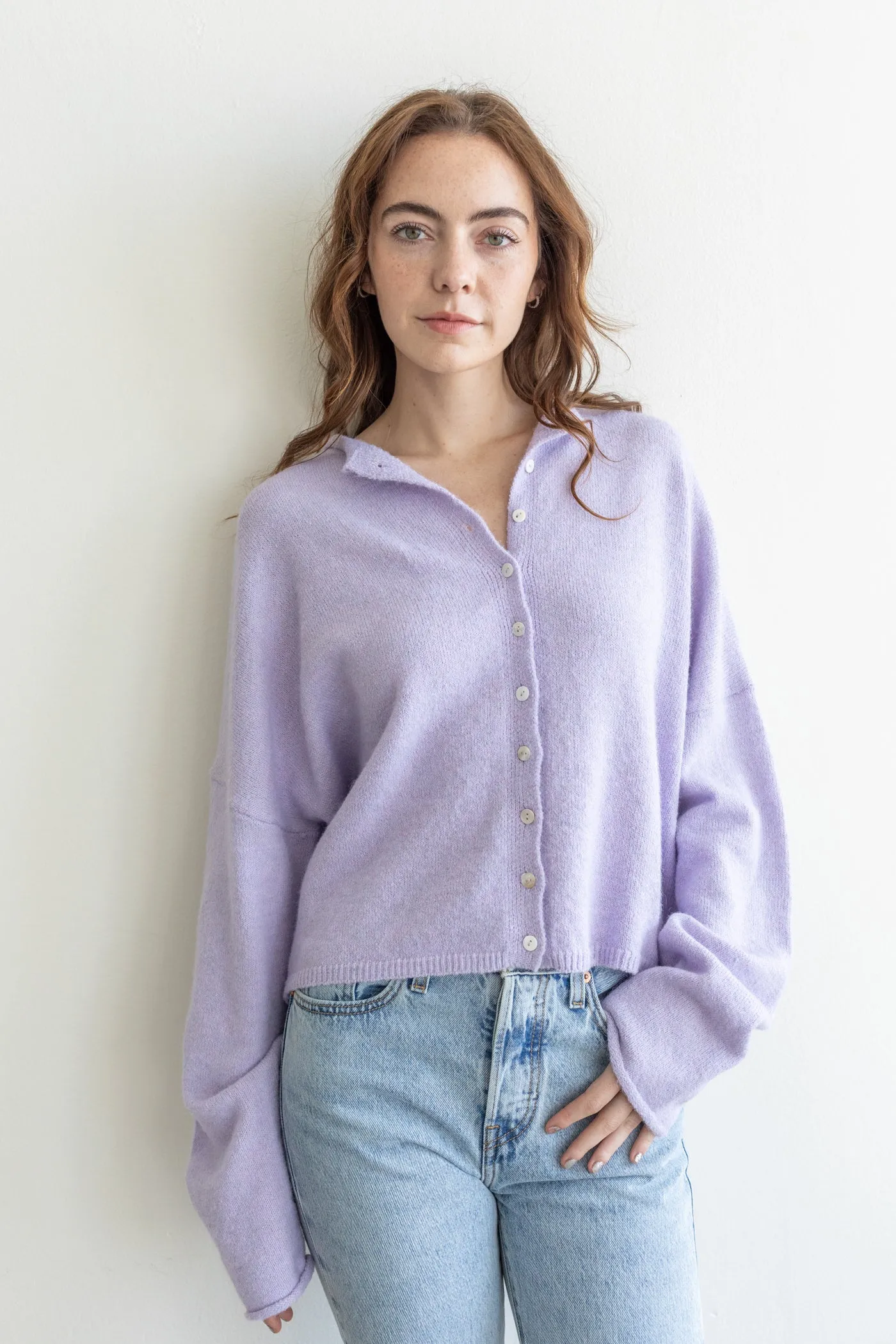 Central Park Cardigan, Lavender sold by Madison Boutique