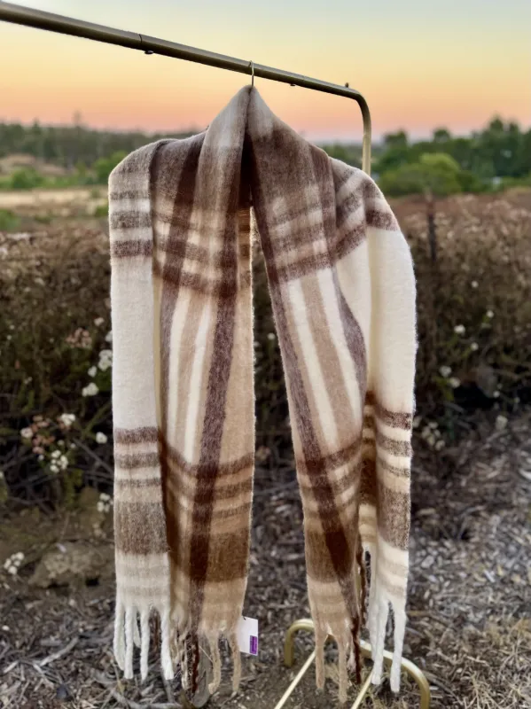 Echo Plaid Fringe Scarf sold by Madison Boutique