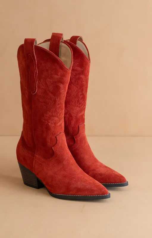 Amaya Cowgirl Boot, Red sold by Madison Boutique