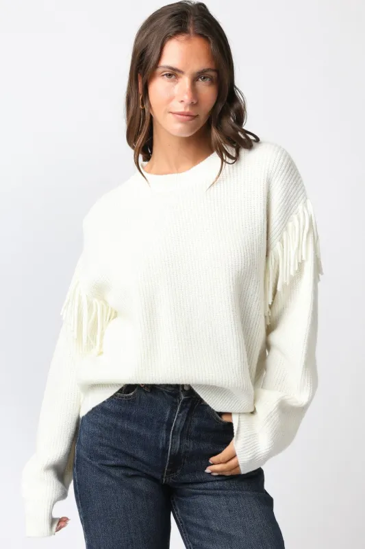 Ashe Fringed Sweater, Cream sold by Madison Boutique