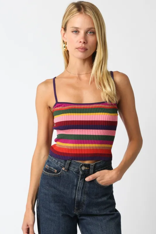 Soleil Striped Tank, Violet Mix sold by Madison Boutique