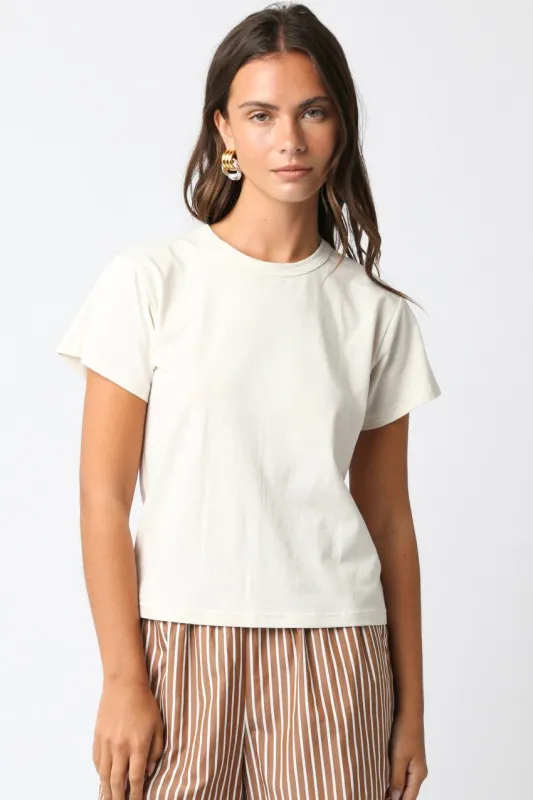 Penny Basic Tee, Ecru sold by Madison Boutique