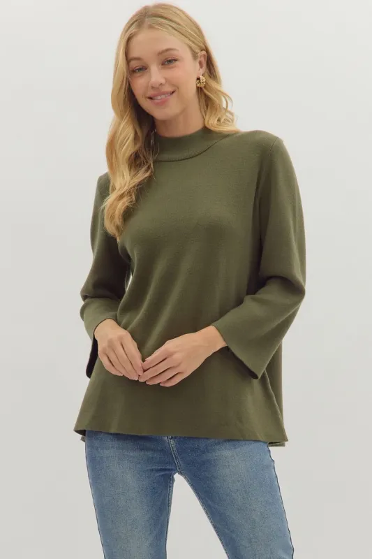 Suzanna Mock Neck Sweater, Olive made by entro
