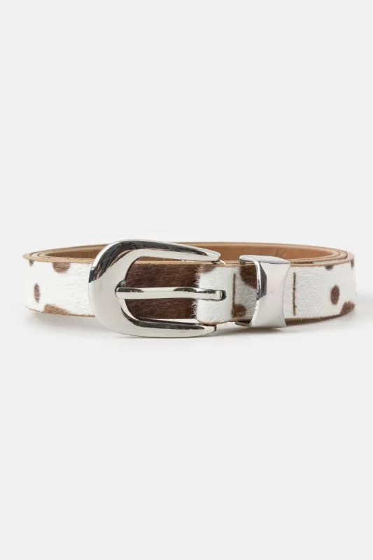 Collin Faux Cowhide Belt, Brown made by Madison