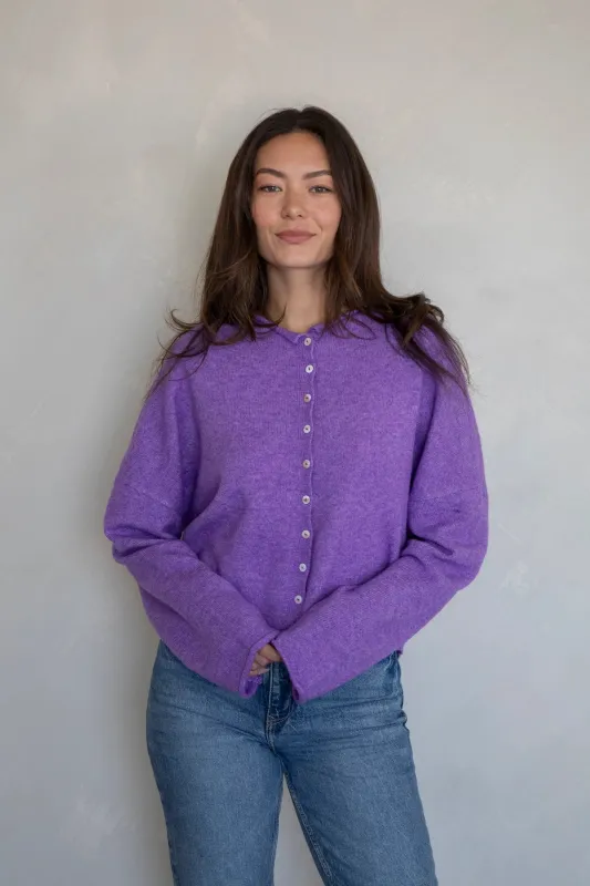 Central Park Cardigan, Purple sold by Madison Boutique