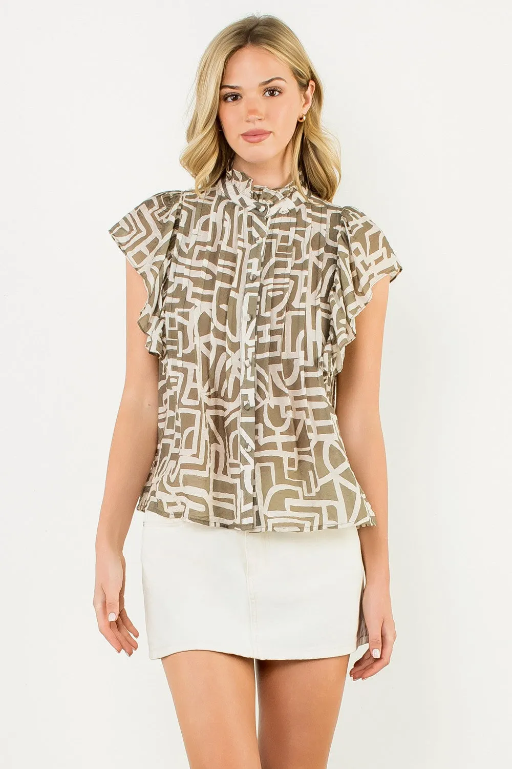 Nesha Geometric Print Blouse sold by Madison Boutique