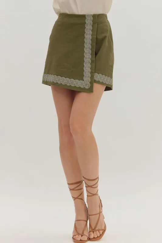 Sunica Embroidered Wrap Skort sold by Madison Boutique