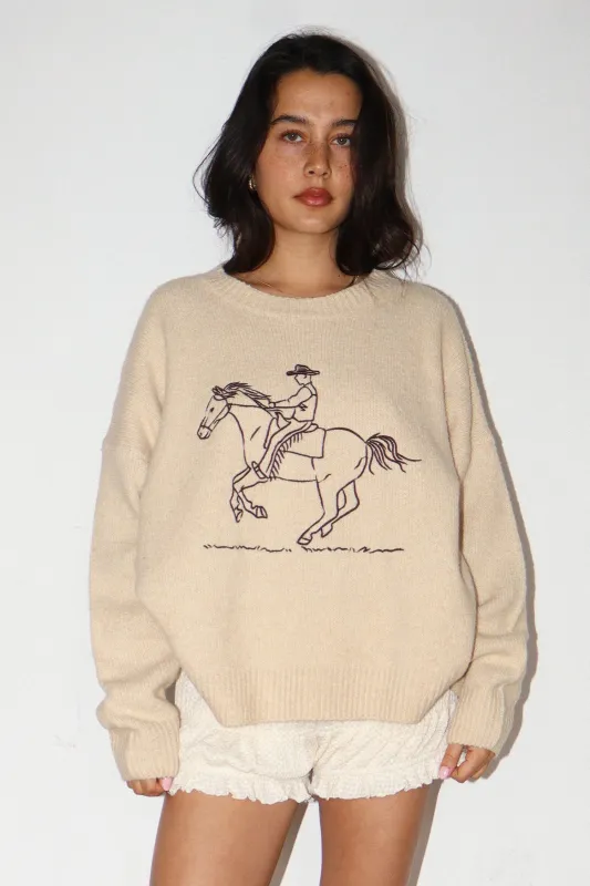 Cowboy Embroidered Sweater sold by Madison Boutique