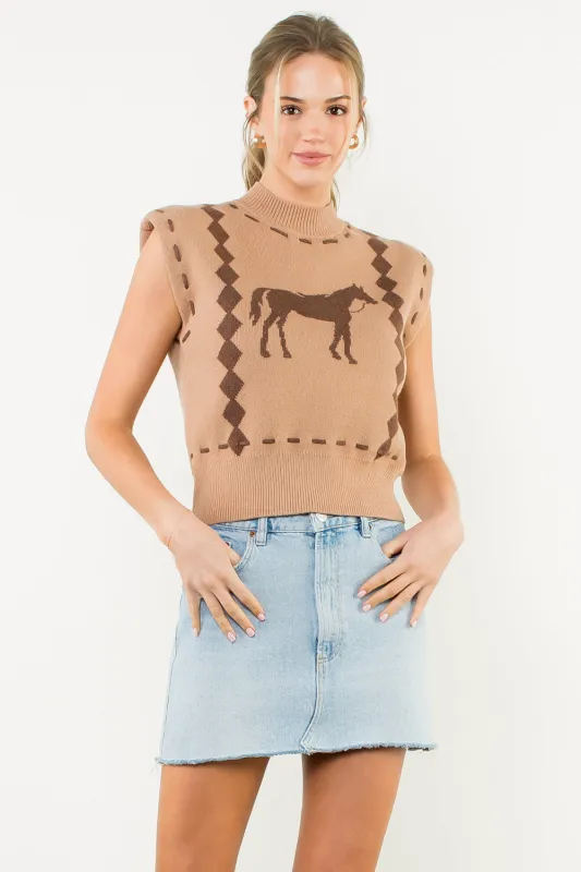 Noah Horse Print Vest sold by Madison Boutique