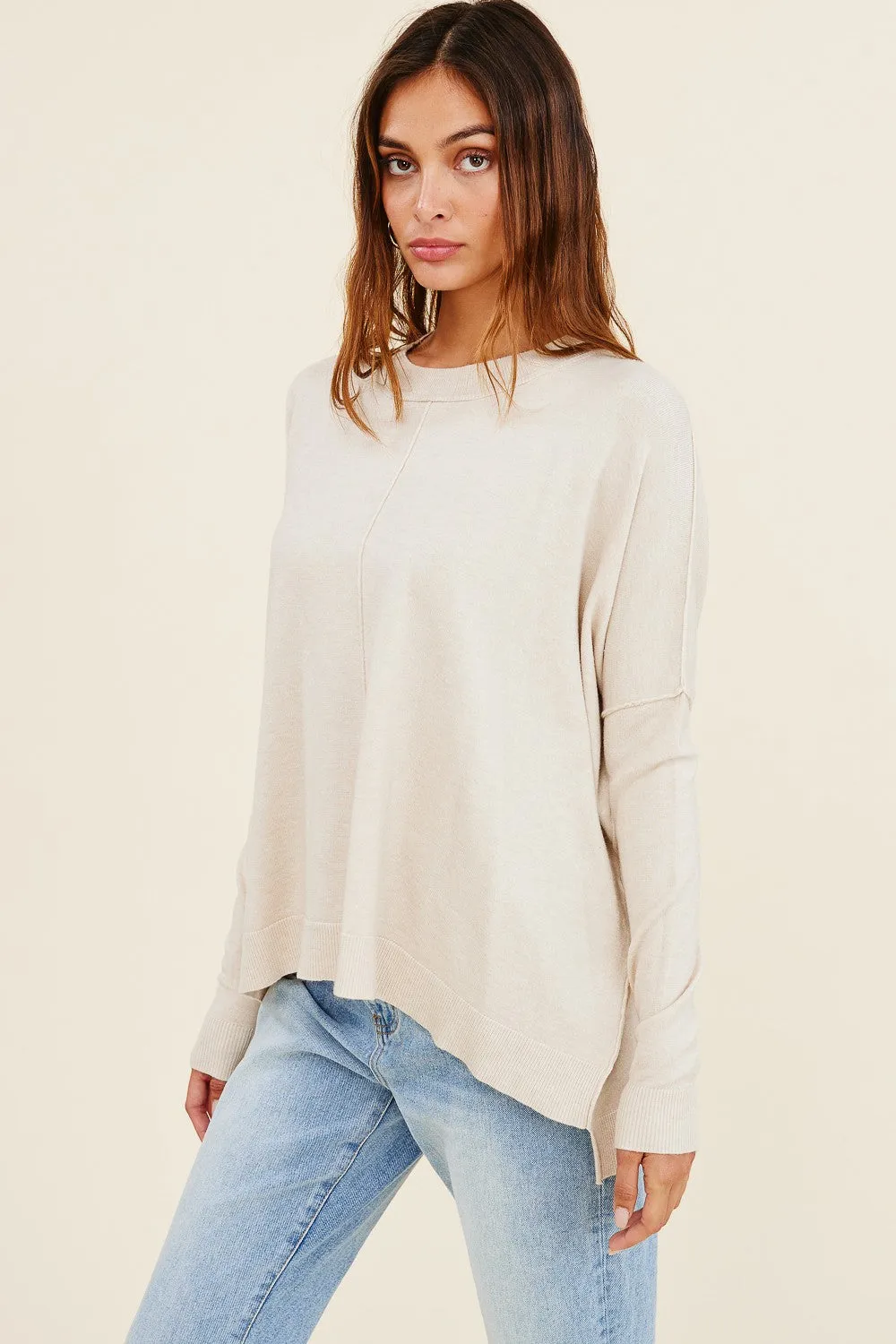 Liana Dolman Sleeve Sweater, Oatmeal sold by Madison Boutique product image thumbnail 3