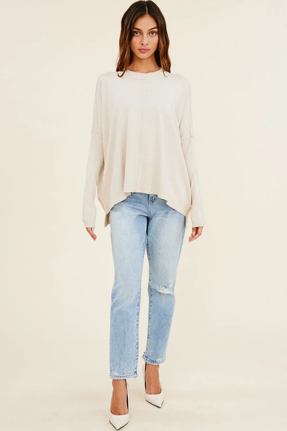 Liana Dolman Sleeve Sweater, Oatmeal sold by Madison Boutique product image thumbnail 5