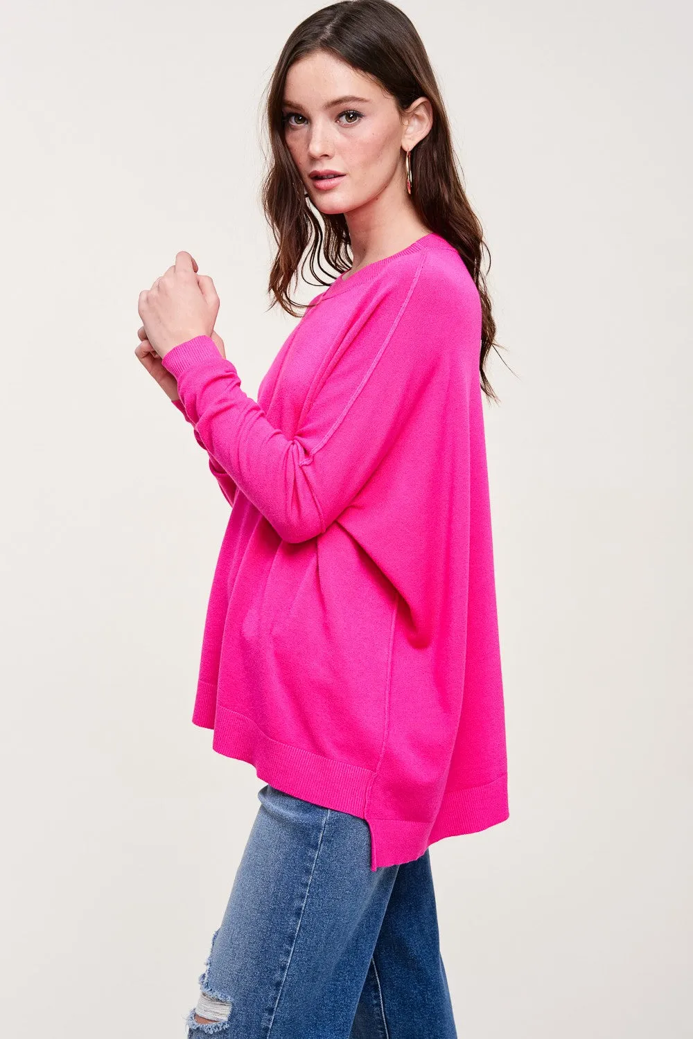 Liana Dolman Sleeve Sweater, Hot Pink sold by Madison Boutique product image thumbnail 3