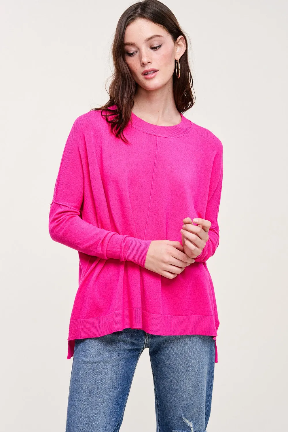 Liana Dolman Sleeve Sweater, Hot Pink sold by Madison Boutique product image thumbnail 2