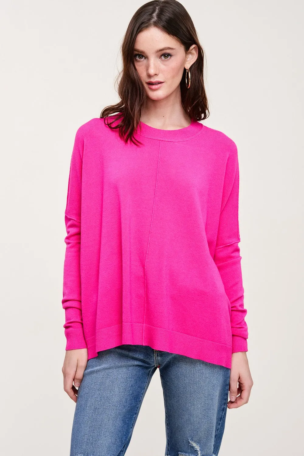 Liana Dolman Sleeve Sweater, Hot Pink sold by Madison Boutique