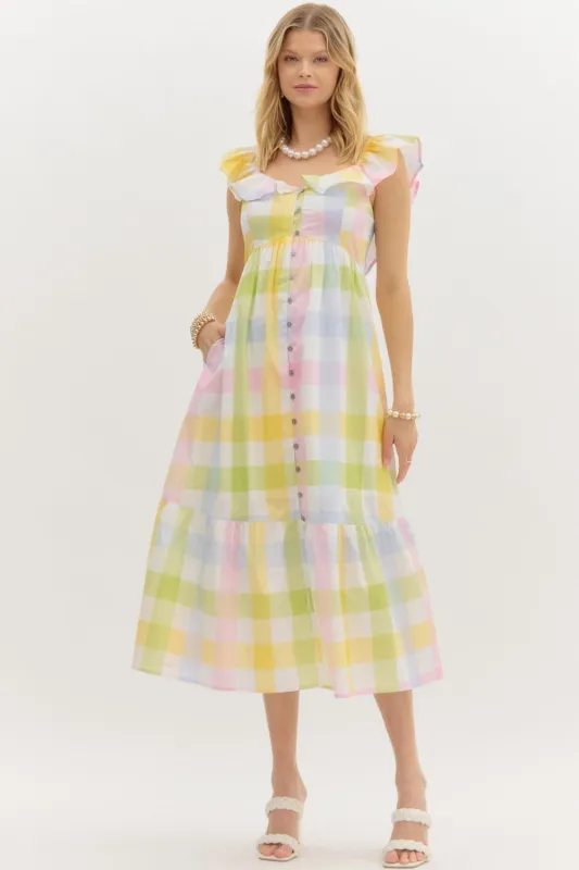 Sunny Gingham Midi Dress made by entro