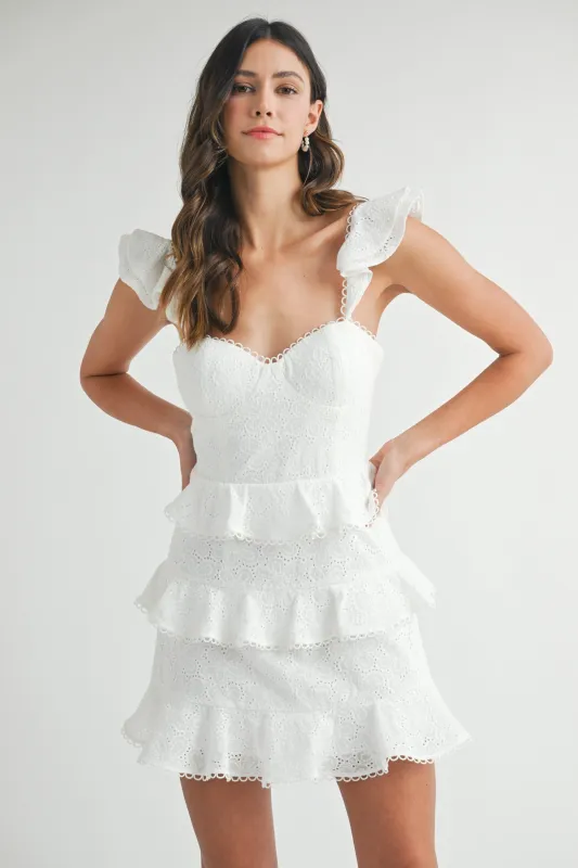 Vietta Eyelet Ruffled Dress sold by Madison Boutique